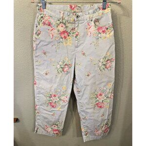 Lauren Ralph Lauren LRL 6 Blue Floral Capri Pants Cottage Shabby‎ Chic Summer